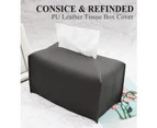 24.13x12.7x12.7cm Dark gray Rectangle Modern Decorative PU Leather Tissue Box Cover for Vanity Counter, Nightstands, Living Room, Office and Car