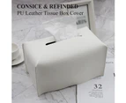 24.13X12.7X12.7cm White Modern Decorative Rectangular PU Leather Tissue Box Holder for Vanity Counter, Nightstands, Living Room, Office and Car