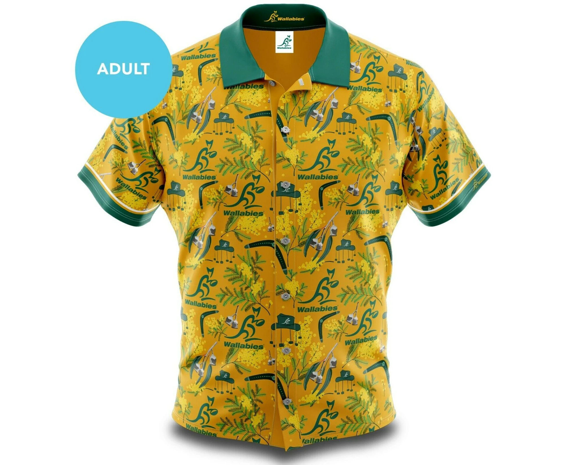 Australian Wallabies Hawaiian Button Up Polo T Shirt Sizes S-5XL!