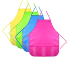 4 Pieces Water Resistant Kids Painting Aprons for Aged 5 to 10, Middle Size Kid Aprons with 3 Roomy Pockets in Classroom
