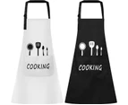 2 Pack Adjustable Kitchen Cooking Aprons, Waterproof Aprons with 2 Pockets Chef's Apron for Men and Women