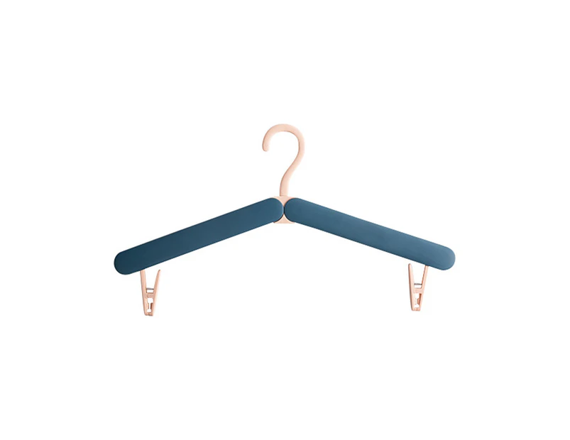 Oraway Clothes Hanger Portable Lightweight Foldable Travel Folding Hanger Hook with Clip for Household - Blue