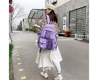 Tool Bag Kawaii Purple Backpack with Bear Pendant Aesthetic Canvas Shoulder Bag for Students Crossbody Bag Casual Back to School Backpack