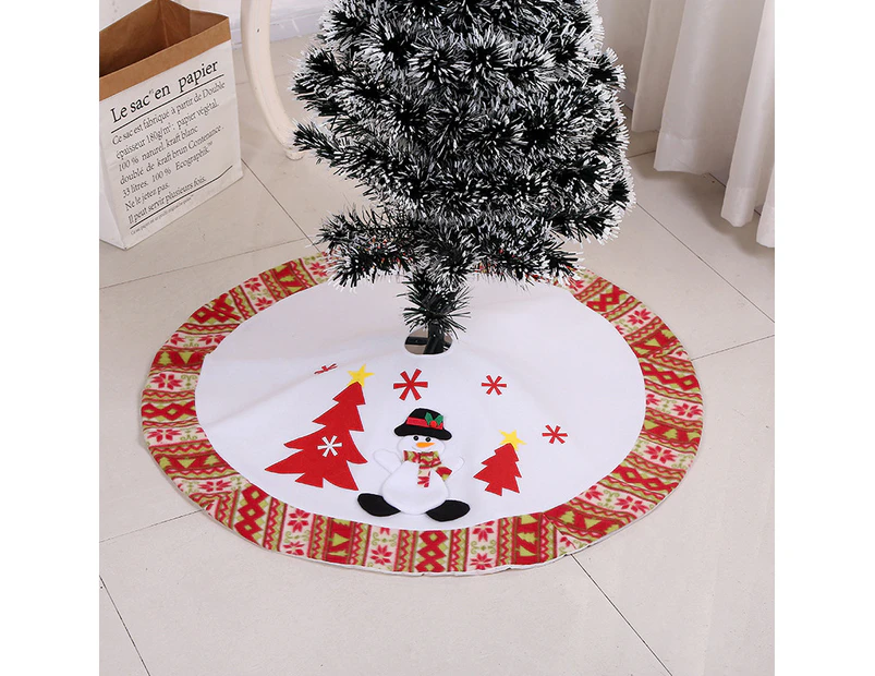 90cm Christmas Tree Skirt Santa Snowman Pattern Christmas Tree Collar Mat Pad for Christmas Holiday Party Indoor Outdoor Decoration A2