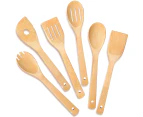 Cooking Utensil Set (6, Natural Bamboo), Wooden Spoon For Cooking, Spatula Set, Wooden Utensil For Cooking, Bamboo Tableware
