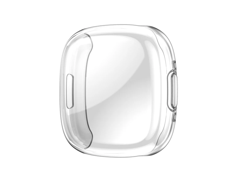 Gotofar Smart Watch Case Electroplating Ergonomic Design Anti Drop TPU Dustproof Watch Protective Shell Cover for Fitbit Versa4/Sense2 - Clear
