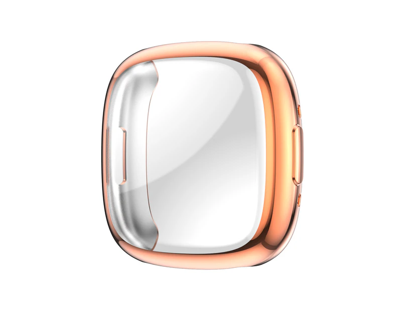 Gotofar Smart Watch Case Electroplating Ergonomic Design Anti Drop TPU Dustproof Watch Protective Shell Cover for Fitbit Versa4/Sense2 - Rose Gold