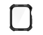 Gotofar Watch Protective Case Rhinestone Anti-scratch Rhombus Smart Watch Tempered Film Full Screen Cover Protector for Apple Watch 7 - Black