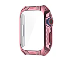 Gotofar Watch Protective Case Rhinestone Anti-scratch Rhombus Smart Watch Tempered Film Full Screen Cover Protector for Apple Watch 7 - Pink