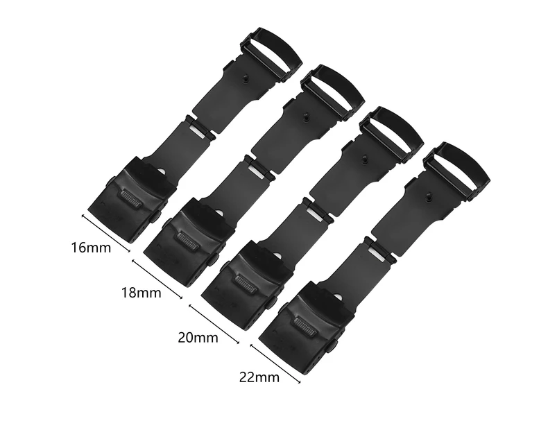 Gotofar Watch Buckle Universal Double Press Stainless Steel Watch Safety Folding Clasp for Watchmaker - 16mm Black