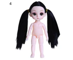 17cm BJD Doll 13  Movable Joints Black Eyes Colored Hair Plastic Girl Naked Doll Body Clothes Changing Toy for Gift- 4,17cm