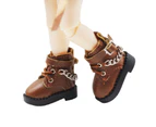 1 Pair Chain Decor Buckle DIY Doll Shoes Stylish Cute Doll Toy Boots Photograph Props -Dark Brown