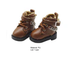 1 Pair Chain Decor Buckle DIY Doll Shoes Stylish Cute Doll Toy Boots Photograph Props -Dark Brown