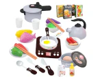 1 Set Intellectual Development DIY Tools Dollhouse Kitchen Toys Kids Kitchen Play Set with Induction Cook Top Pressure Pot Cooking Supplies-Black