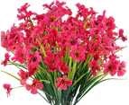 12 Bundles Artificial Flowers Outdoor UV Resistant Fake Flowers No Fade Faux Plants Garden Porch Window Box Decorating -Red - Red