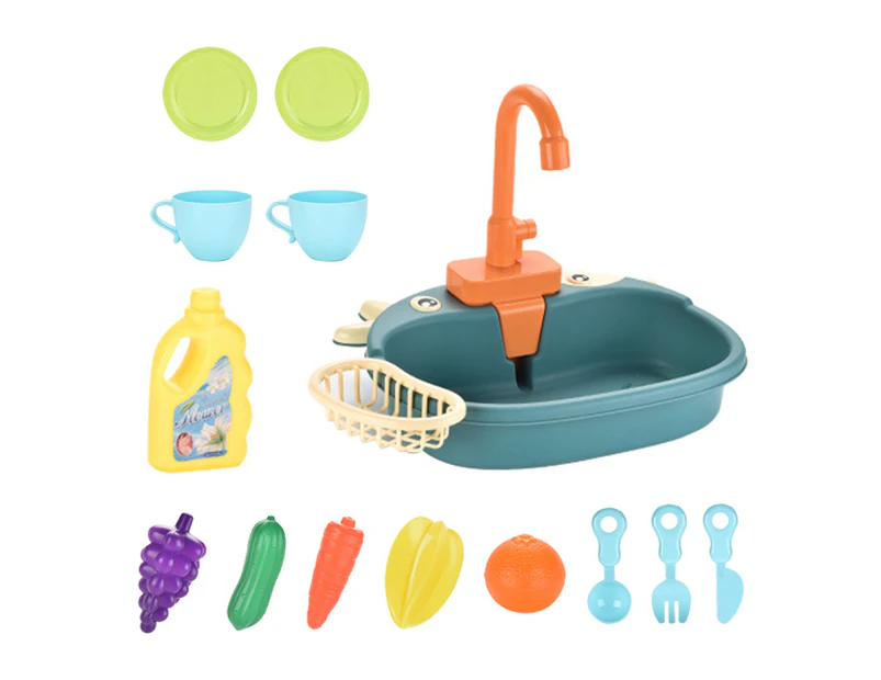 1 Set Funny Kitchen Supplies Toy Durable Plastic Automatic 180 Degree Rotatable Educational Sink Washing Toys for Kids-Blue