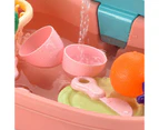 1 Set Funny Kitchen Supplies Toy Durable Plastic Automatic 180 Degree Rotatable Educational Sink Washing Toys for Kids-Pink Red