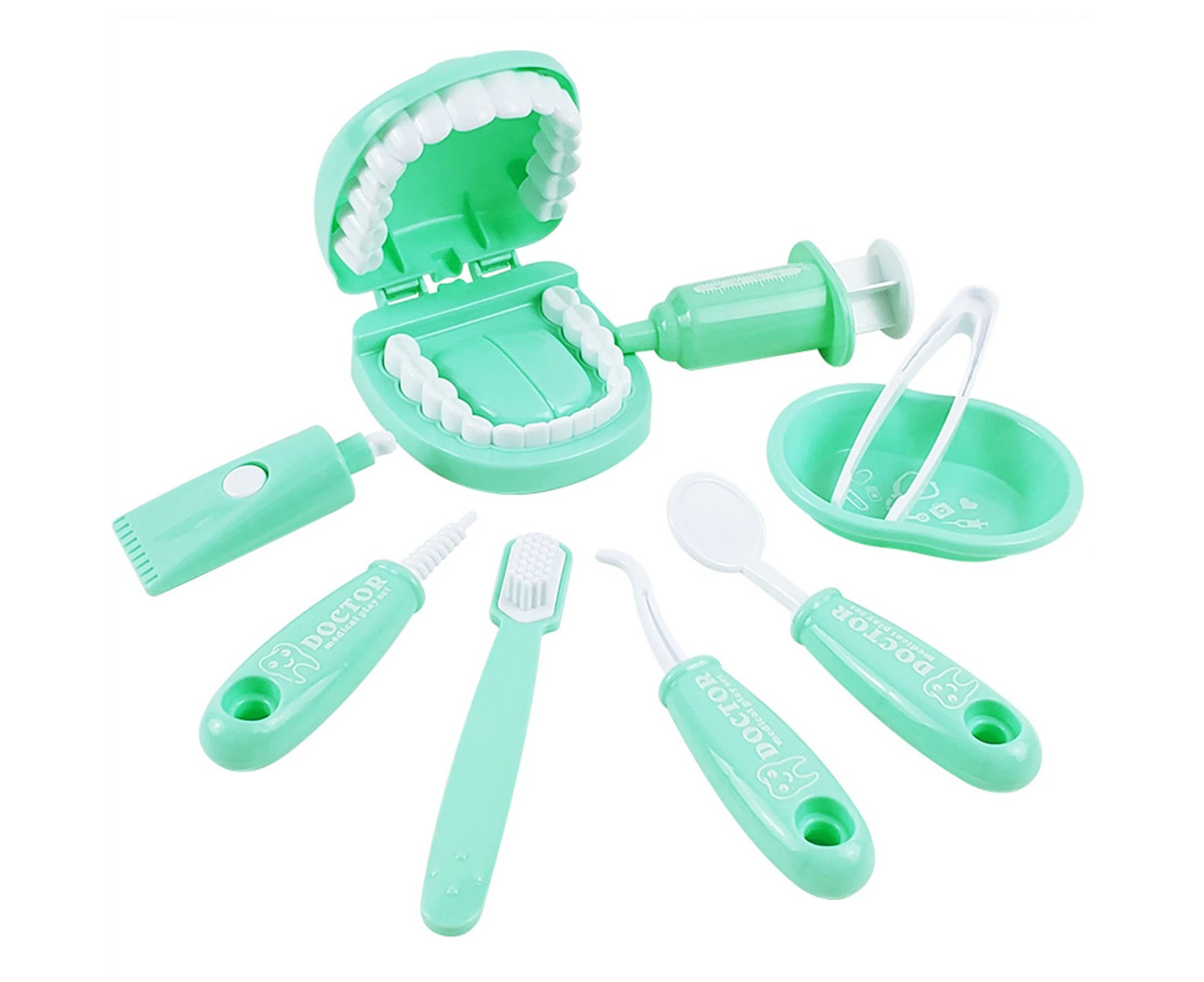 9Pcs/Set Kids Educational Dental Scene Toys Preschool Teaching Brushing Game-Green