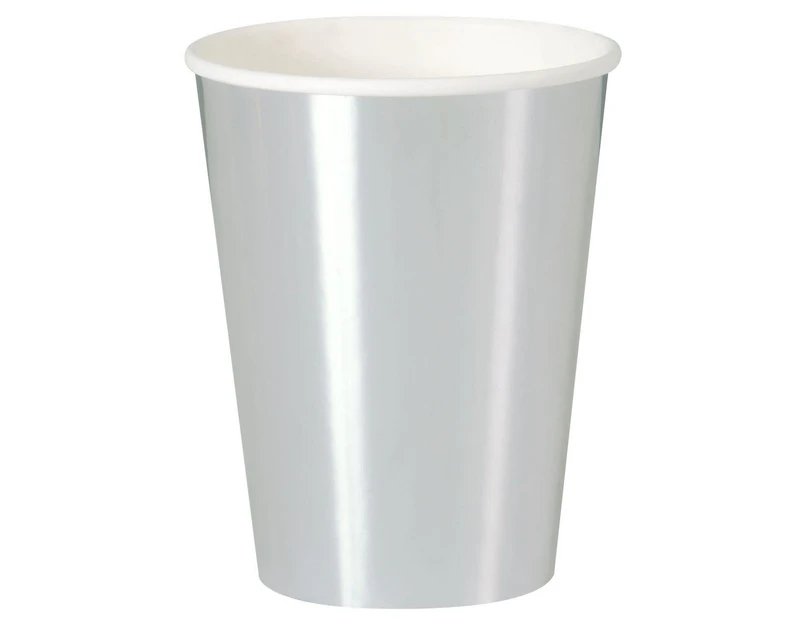 Silver Foil Paper Paper Cups 270ml 8 Pack