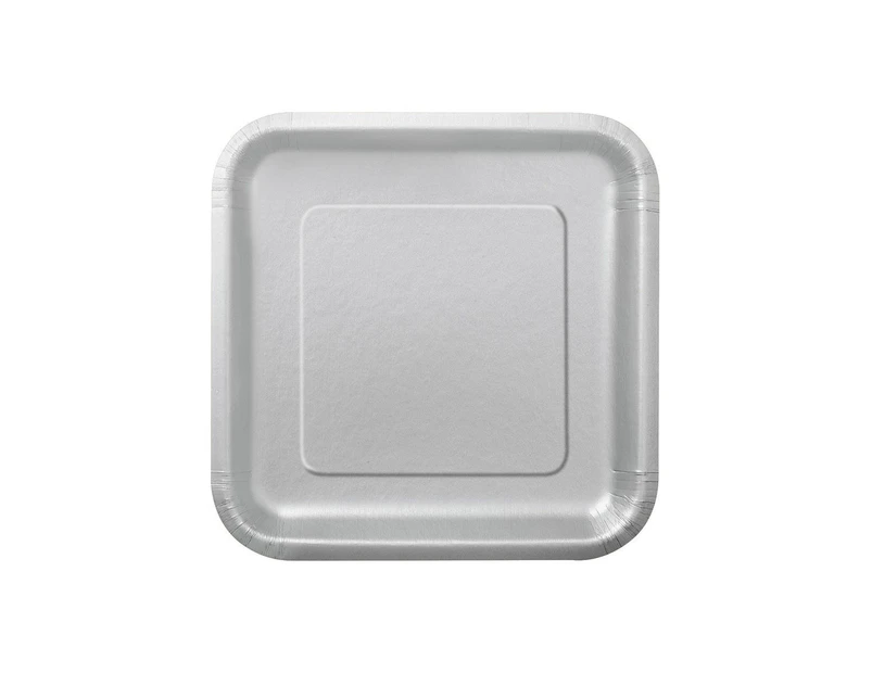 Silver Square Pack Paper Plates 22cm 14 Pack