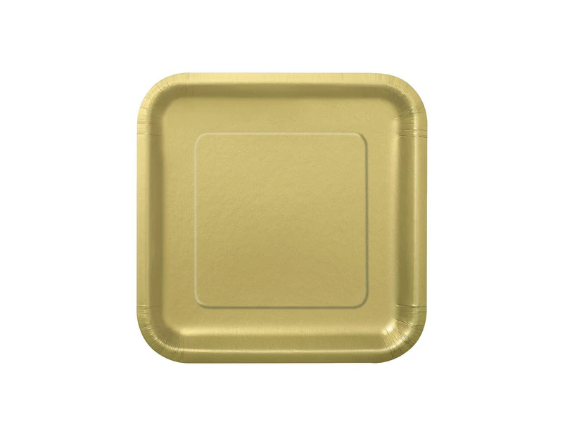 Gold Square Paper Plates 22cm 14 Pack