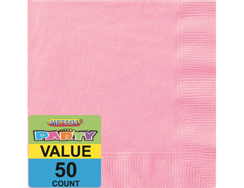 Pastel Pink Beverage Napkins 2ply 50 Pack