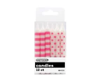 Dots & Stripes Candles Hot Pink 12 Pack