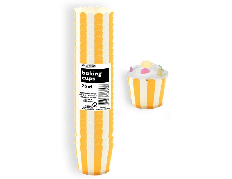 Stripes Sunflower Yellow Paper Baking Cups 25 Pack