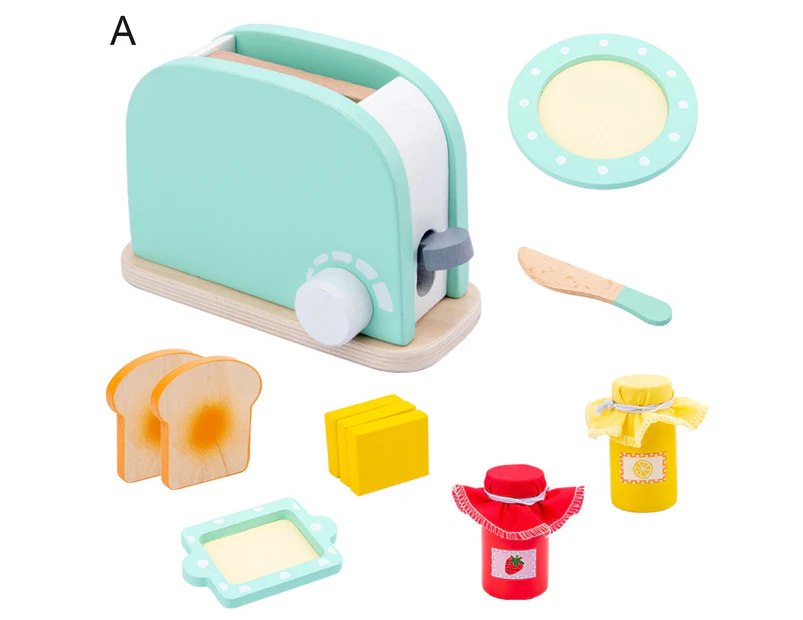 Wooden Toaster Coffee Machine Mixer Juicer Kitchen Play Toy Educational Gifts- A
