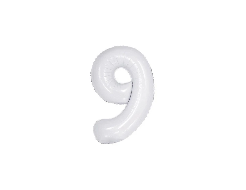 86cm White 9 Number Foil Balloon