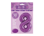 86cm Pretty Purple 8 Number Foil Balloon