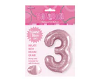 86cm Lovely Pink 3 Number Foil Balloon