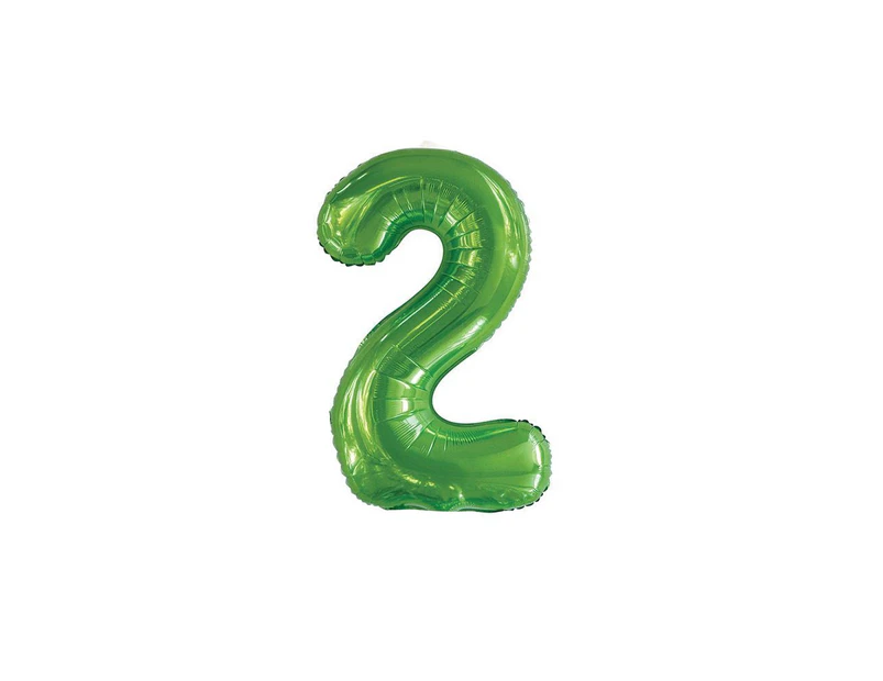 86cm Lime Green 2 Number Foil Balloon