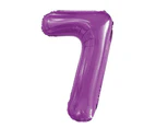 86cm Pretty Purple 7 Number Foil Balloon