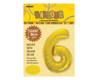86cm Gold 6 Number Foil Balloon