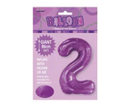86cm Pretty Purple 2 Number Foil Balloon