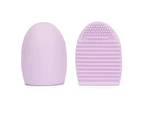 Makeup Brush Cleaner Mat Silicone Cosmetic Cleaning Pad Washing Scrubber Board Makeup Egg Washing Tool -purple