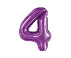 86cm Pretty Purple 4 Number Foil Balloon