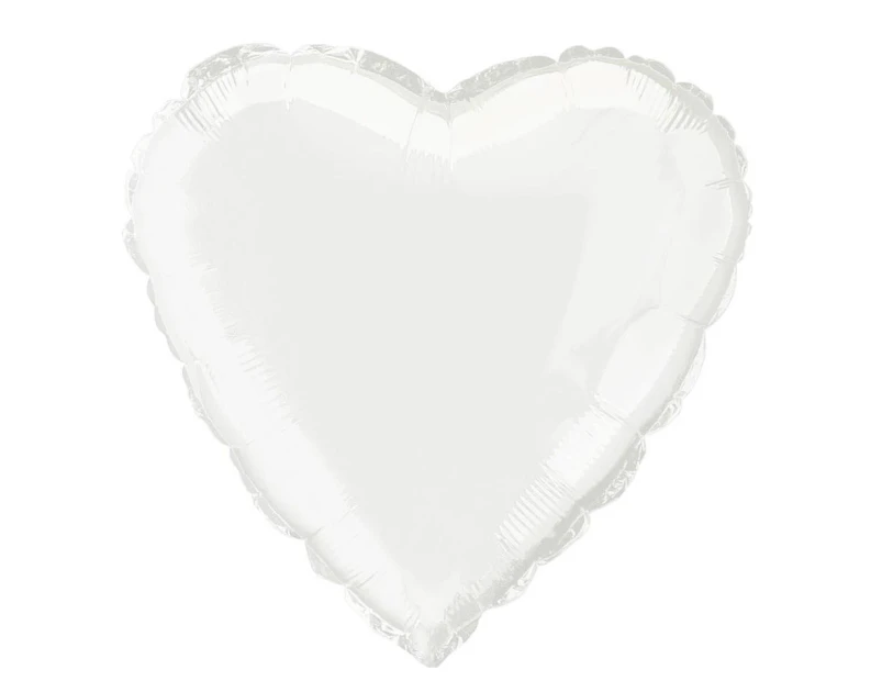 45m White Heart  Foil Balloon Packaged