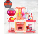 1 Set Play House Toys Dynamic Music Flashing Lights Toddler Pretend Play Kitchen DIY Cooking Stove Model Toy for Kindergarten-Orange