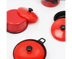 13Pcs/Set Cookware Toy Smooth Edge Simulation Teaching Plastic Kitchen Pretend Play Toys for Kids-Red