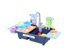 Children Realistic Dishwasher Automatic Water Outlet Electric Kitchen Sink Toys-Blue