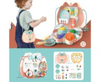 Kids Simulation Kitchen Tableware Makeup Dessert Dental Tool Set Backpack Box- D
