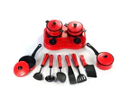11Pcs Simulation Kitchen Cookware Pretend Role Play Toy for Kids Birthday Gift-Red