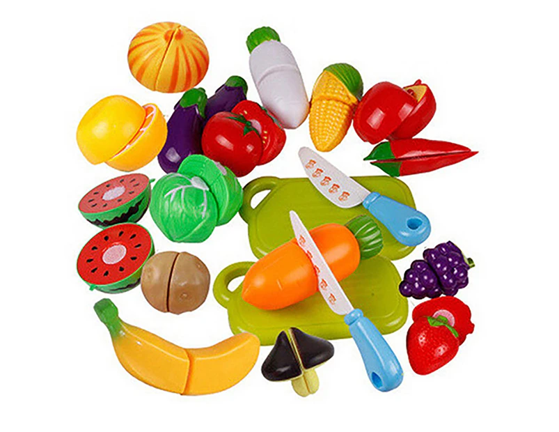 Kitchen Plastic Fruit Vegetable Food Pretend Reusable Role Play Cutting Set-