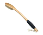 Bath Brush Wooden Curved Long Handle Antiskid Shower Brush for Exfoliating, Natural Bristle Scrubber for Back Use Wet or Dry