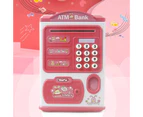 Simulation Password Fingerprint Automatic Roll-up ATM Electronic Piggy Bank-Pink