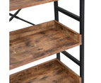 HOMFURN 5 Tier Industrial Wood Bookshelf and Bookcase with 4 Hooks, Big Storage Rack with Open Shelves, Free Standing Metal Frame Display Rack, Brown