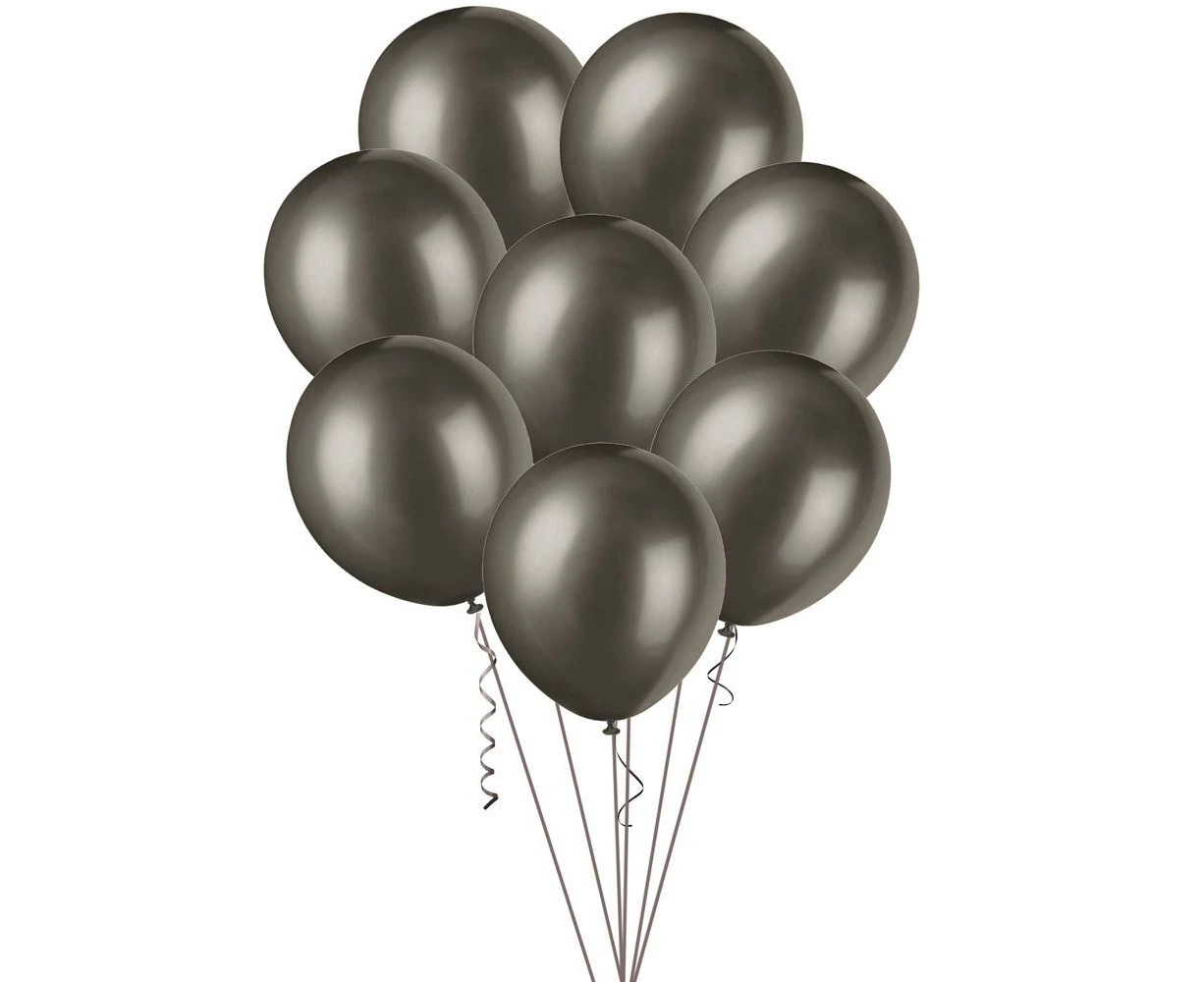 100pk Black Metallic Latex Balloons 30cm