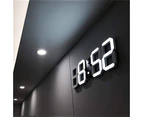 Wall Clock - Black Framed White 3D Led Wall Clock, Modern Digital Alarm Clock, Suitable For Home, Kitchen, Plug In Use Usb
